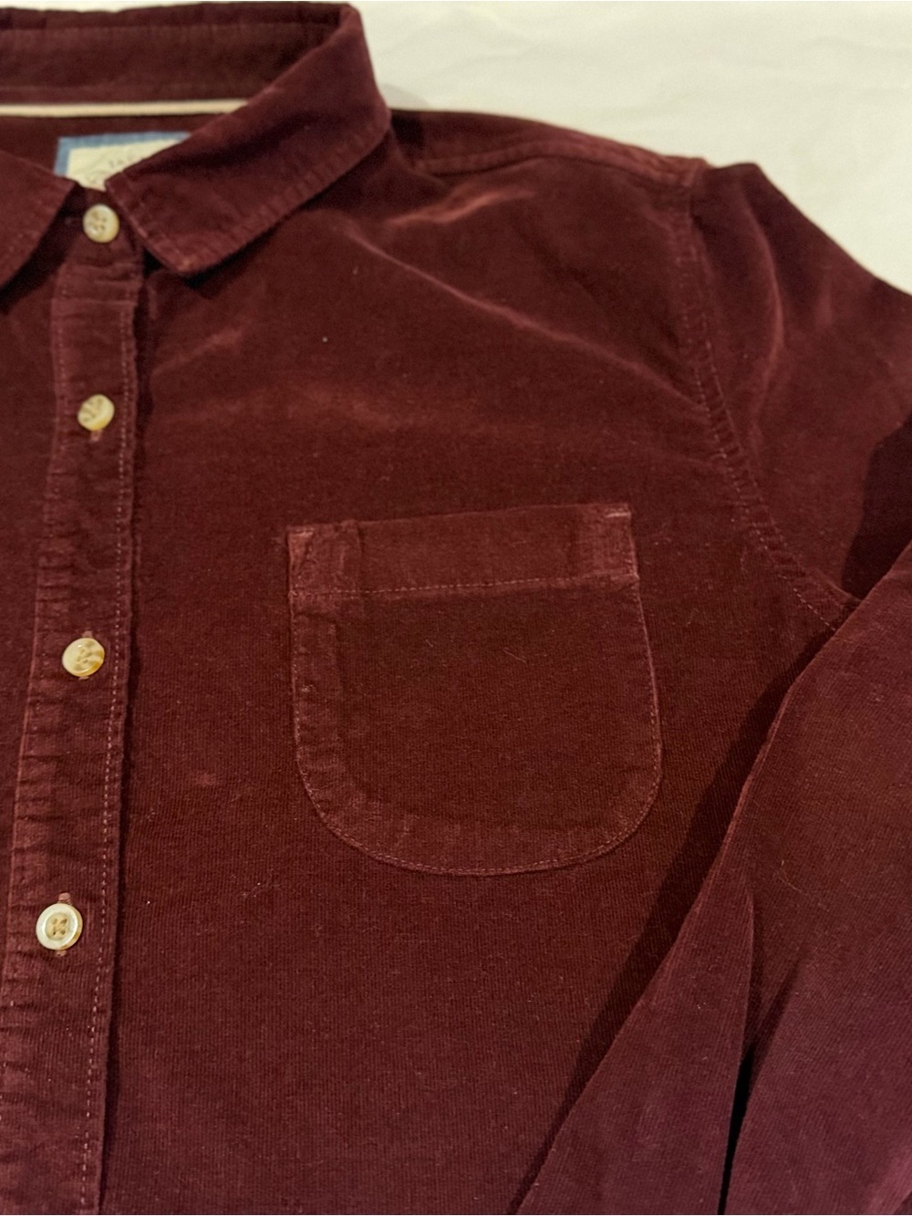 Jachs Girlfriend Classic corduroy Button-Down Shirt Jacket in Deep Burgundy - Picture 4 of 6
